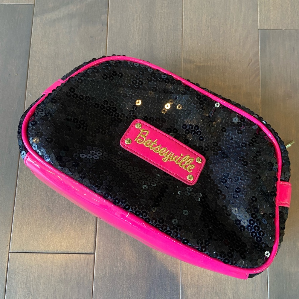 Betseyville Black & Pink Sequin Makeup Bag